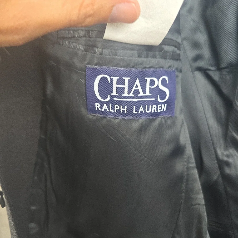 Chaps Ralph Lauren Suit Mens 42T 34x30 Black Wool Canada Vintage 90's